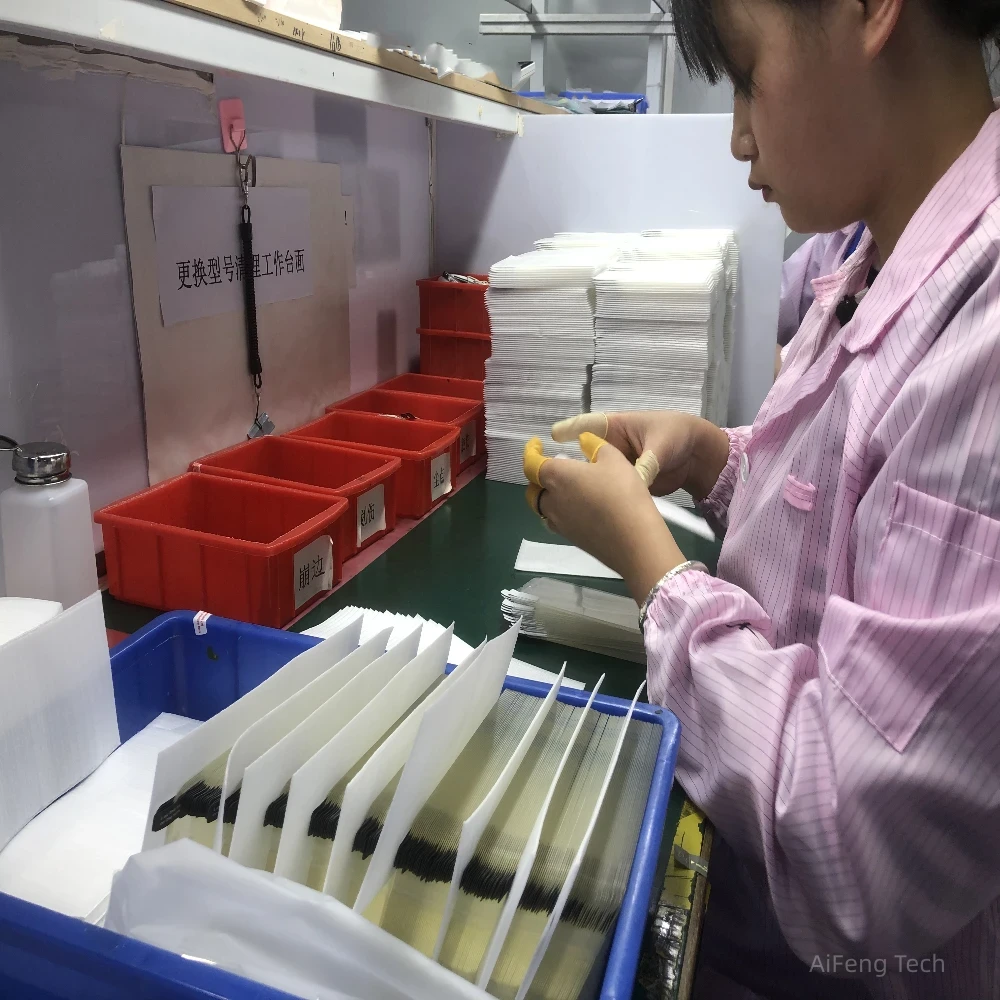 manual inspection screen protector factory quality control process