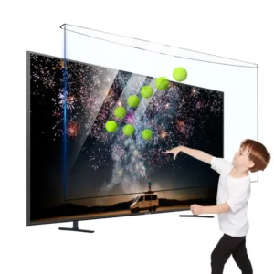 Hanging clear acrylic TV screen protector for impact protection