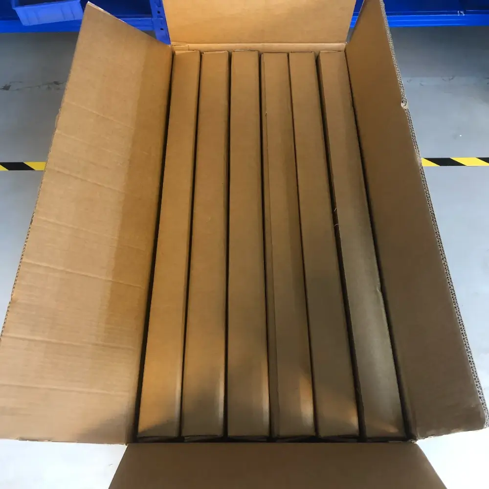 Individual inner box packaging for acrylic screen protectors organized in a master shipping carton.
