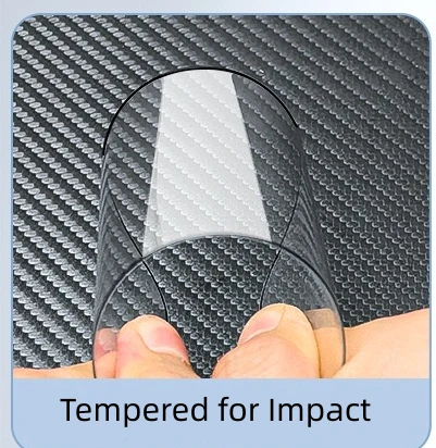 A premium tempered glass mobile screen protector being bent to demonstrate its flexibility and shatterproof properties.